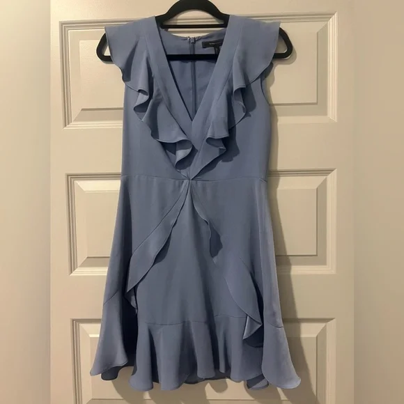 bcbg blue ruffle dress Inara Blue Ruffle Prom Dress - US 0